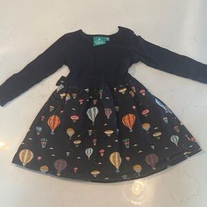 Kids Balloon Print Dress - Black